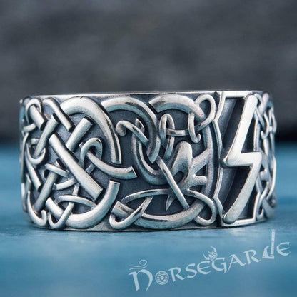 Handcrafted Sowilo Rune Urnes Ornament Band - Sterling Silver