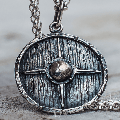 Handcrafted Star Reinforced Shield Pendant - Sterling Silver