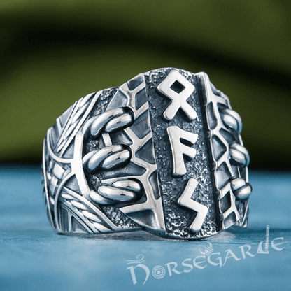 Handcrafted Stoic Runes Ring - Sterling Silver