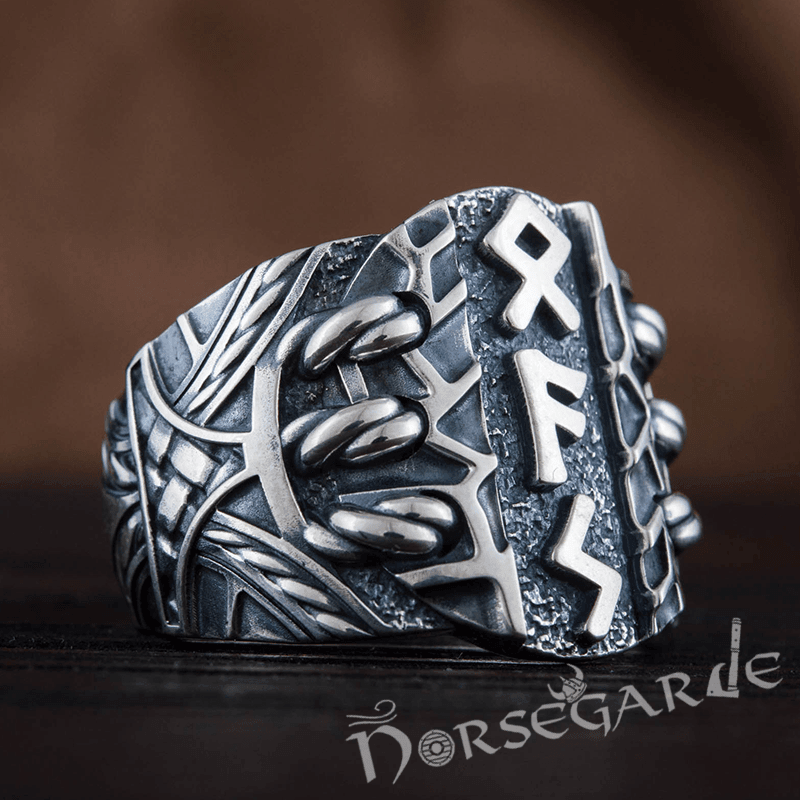 Handcrafted Stoic Runes Ring - Sterling Silver