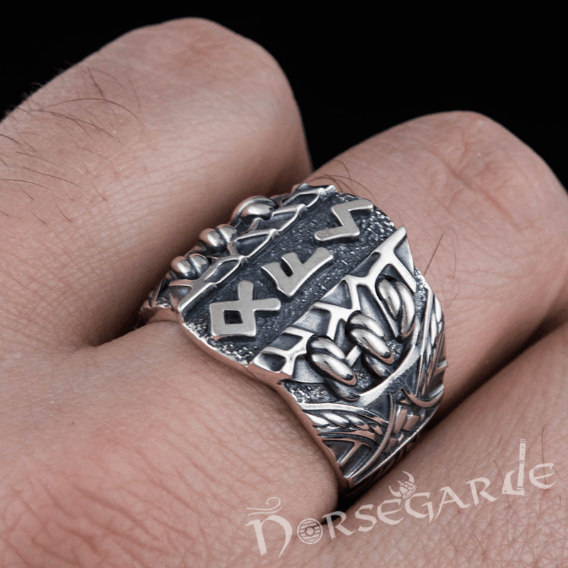 Handcrafted Stoic Runes Ring - Sterling Silver