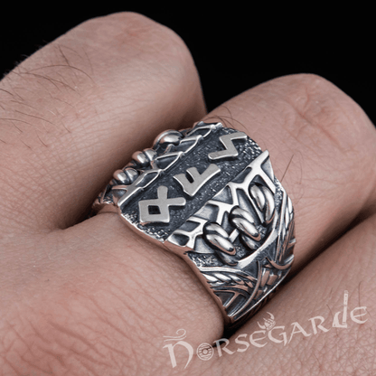 Handcrafted Stoic Runes Ring - Sterling Silver