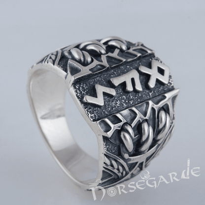 Handcrafted Stoic Runes Ring - Sterling Silver