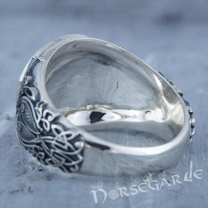 Handcrafted Sunwheel Viking Ornament Ring - Sterling Silver