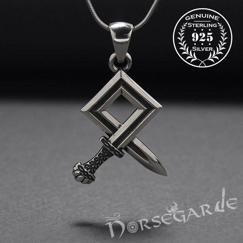 Handcrafted Sword Othala Pendant - Sterling Silver