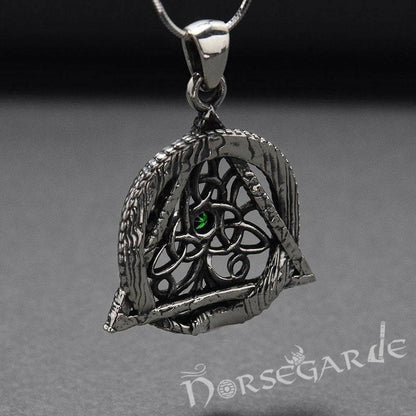 Handcrafted Tree and Serpent Gemmed Pendant - Sterling Silver