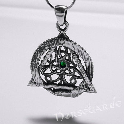 Handcrafted Tree and Serpent Gemmed Pendant - Sterling Silver