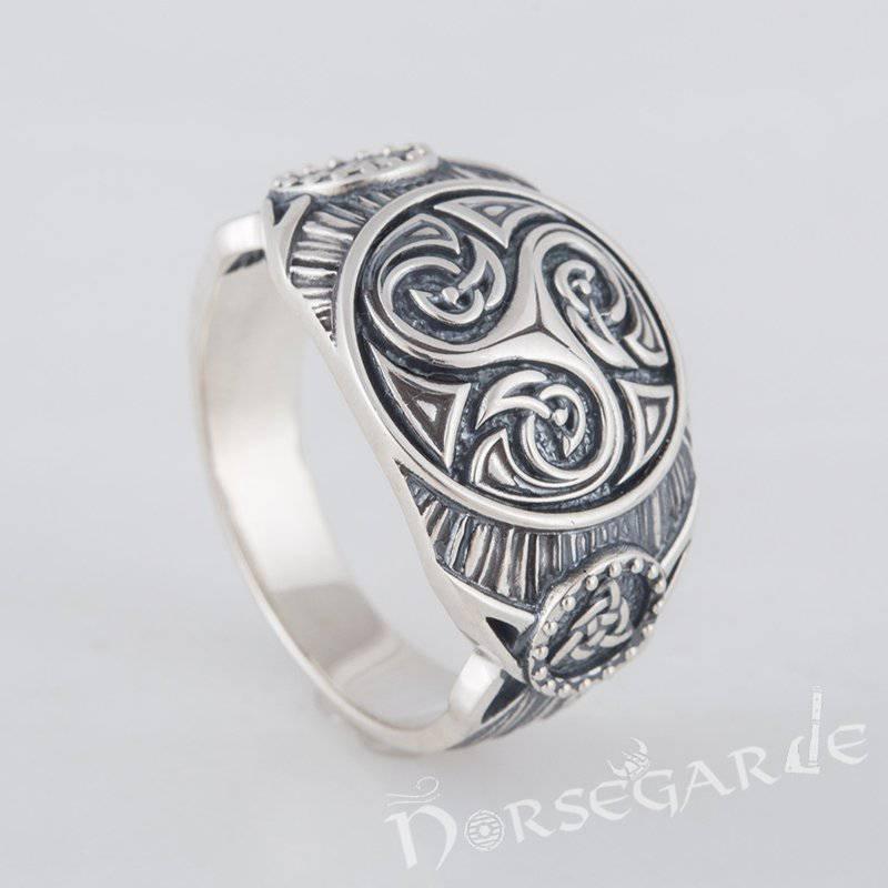 Handcrafted Triskelion Druid Signet Ring - Sterling Silver