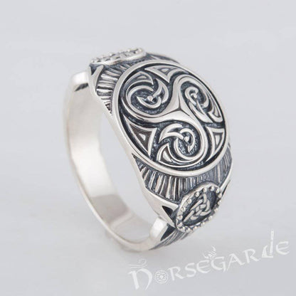Handcrafted Triskelion Druid Signet Ring - Sterling Silver
