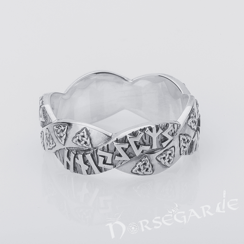 Handcrafted Twined Celtic Runes Band - Sterling Silver