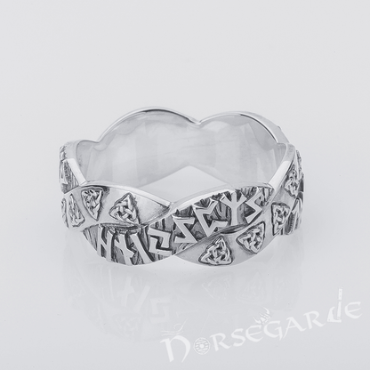 Handcrafted Twined Celtic Runes Band - Sterling Silver