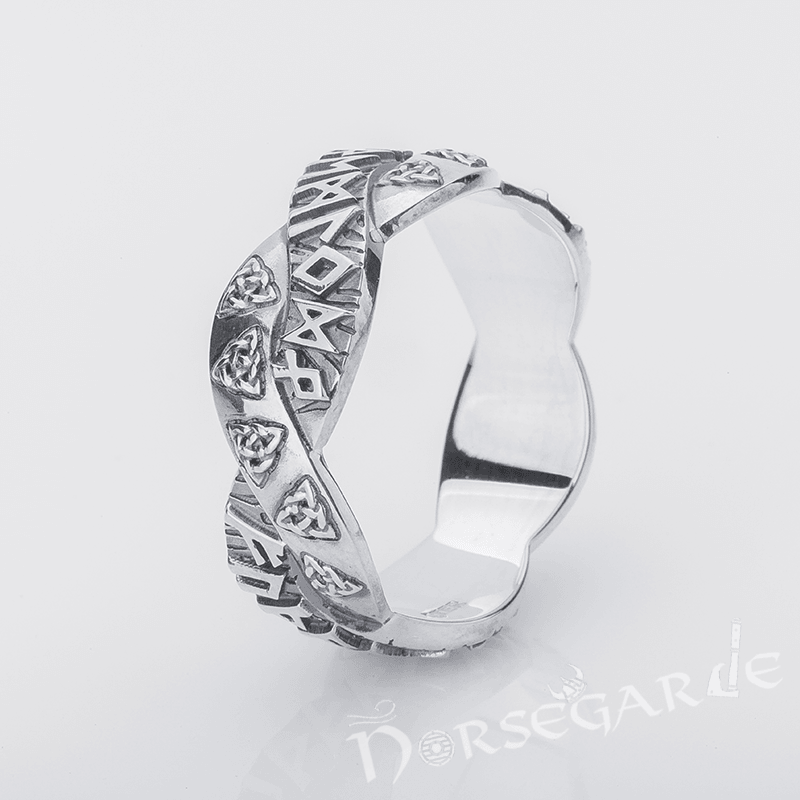 Handcrafted Twined Celtic Runes Band - Sterling Silver
