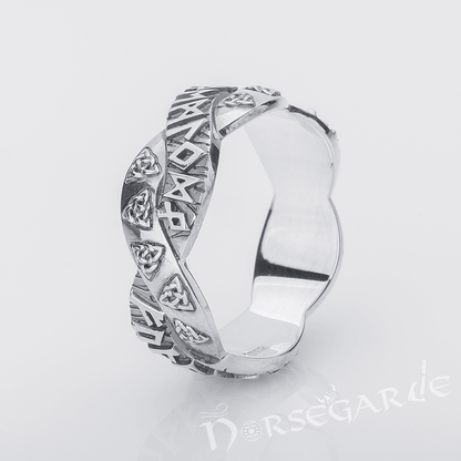 Handcrafted Twined Celtic Runes Band - Sterling Silver