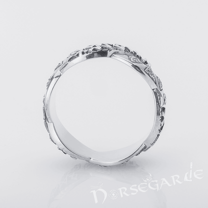 Handcrafted Twined Celtic Runes Band - Sterling Silver