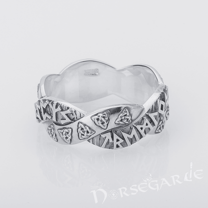 Handcrafted Twined Celtic Runes Band - Sterling Silver