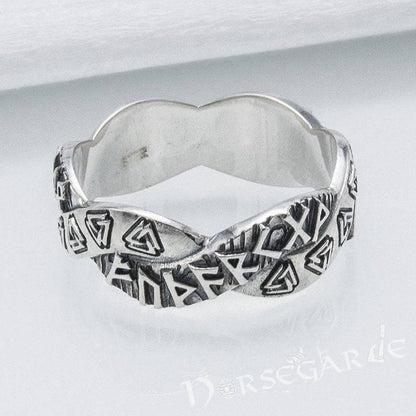 Handcrafted Twined Mystic Runes Band - Sterling Silver