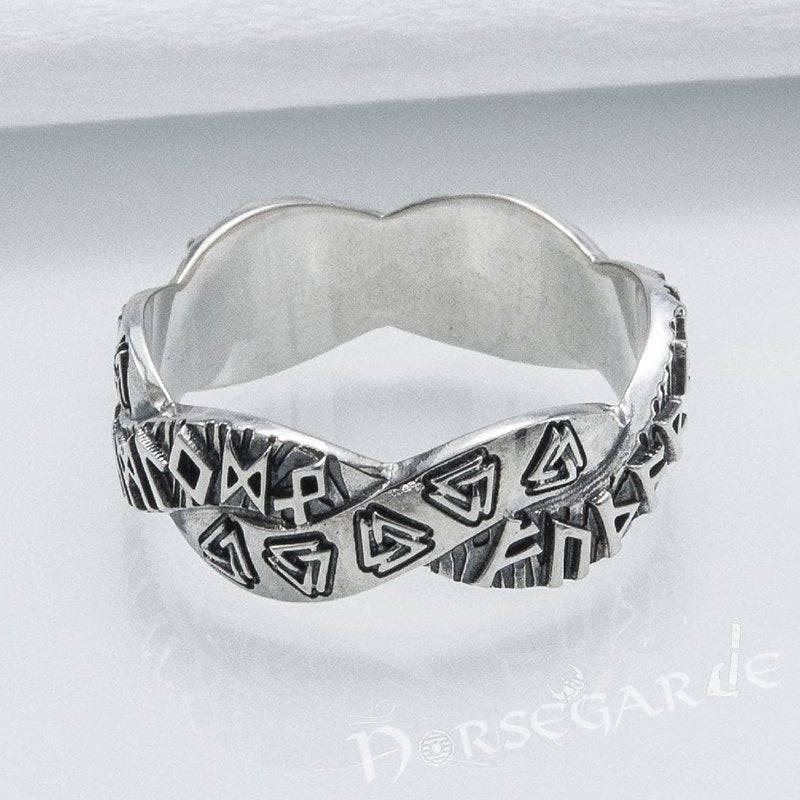Handcrafted Twined Mystic Runes Band - Sterling Silver