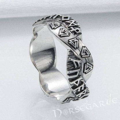 Handcrafted Twined Mystic Runes Band - Sterling Silver
