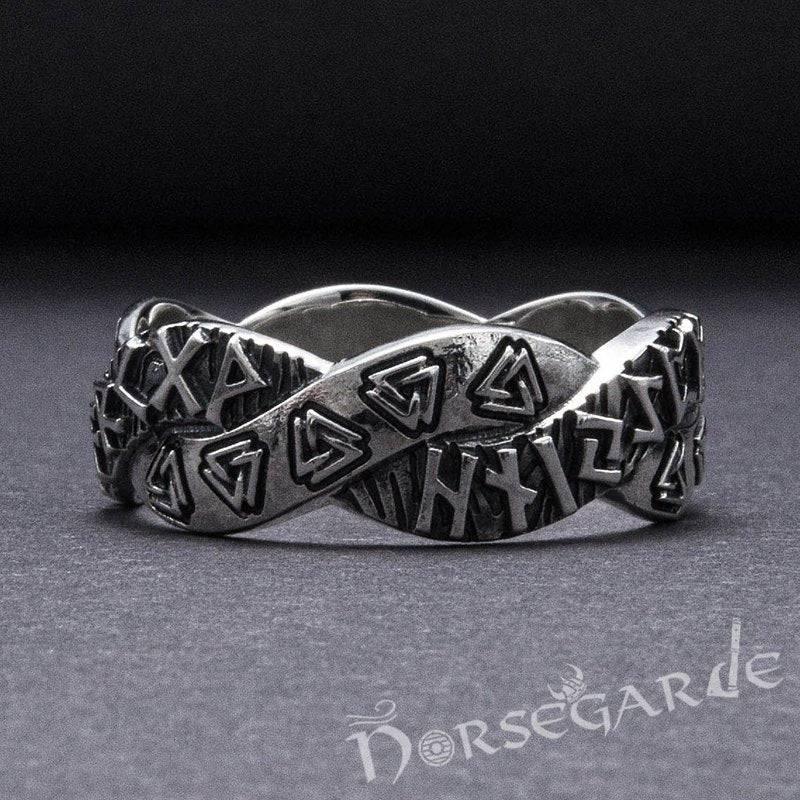 Handcrafted Twined Mystic Runes Band - Sterling Silver