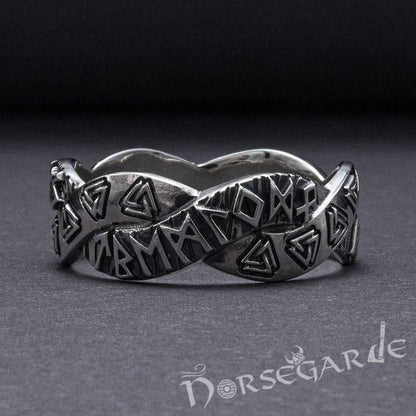 Handcrafted Twined Mystic Runes Band - Sterling Silver