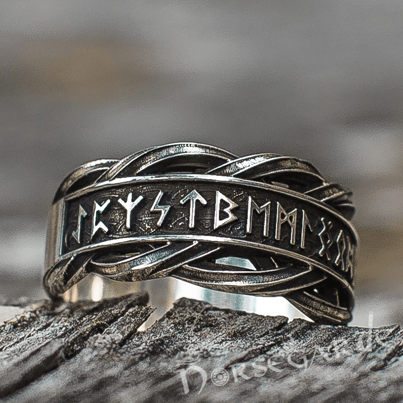 Handcrafted Twisted Runic Band - Sterling Silver