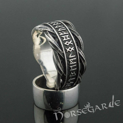 Handcrafted Twisted Runic Band - Sterling Silver