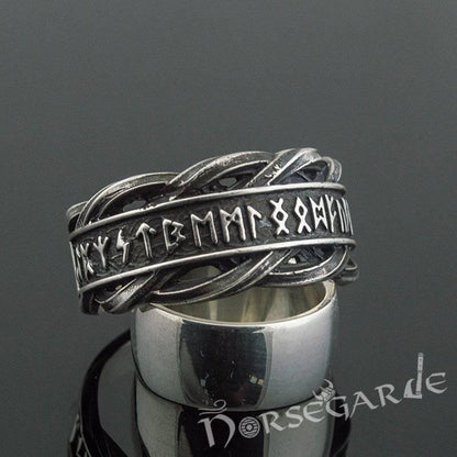 Handcrafted Twisted Runic Band - Sterling Silver
