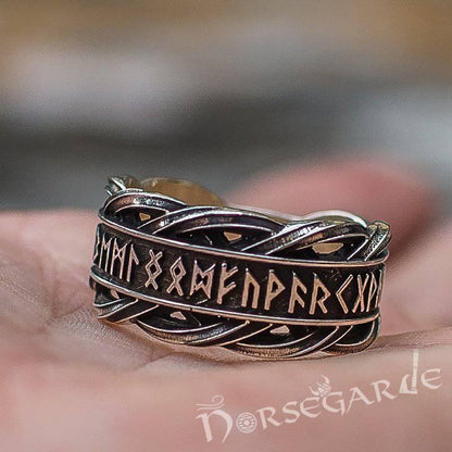 Handcrafted Twisted Runic Band - Sterling Silver