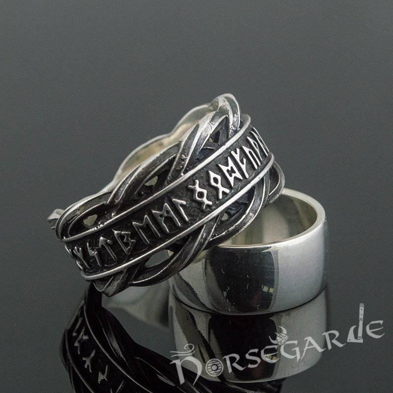 Handcrafted Twisted Runic Band - Sterling Silver