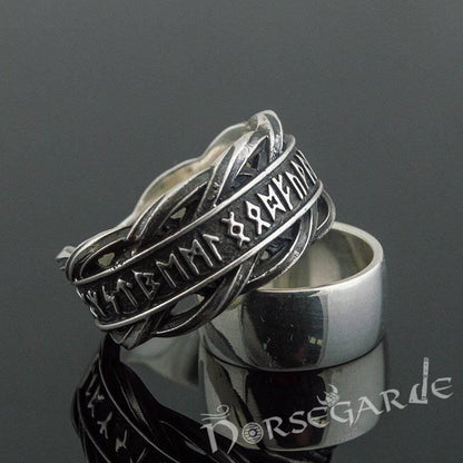 Handcrafted Twisted Runic Band - Sterling Silver