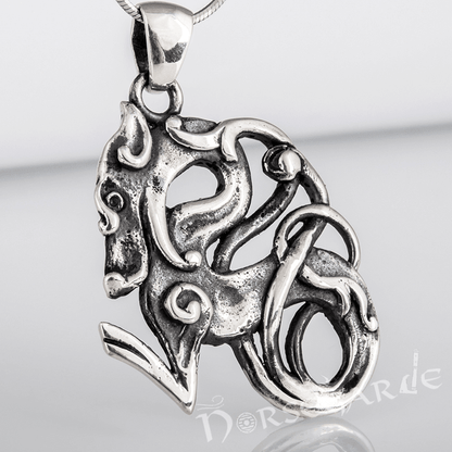 Handcrafted Urnes Art Wolf - Sterling Silver