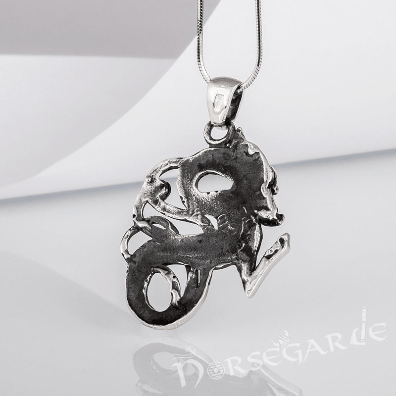 Handcrafted Urnes Art Wolf - Sterling Silver