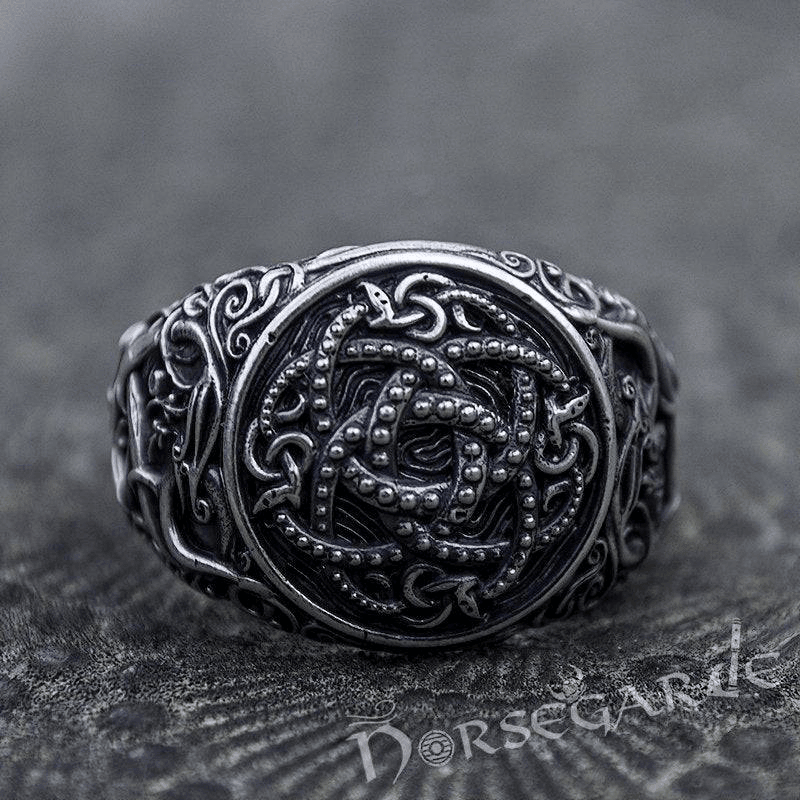 Handcrafted Urnes Style Jormungandr Ring - Sterling Silver