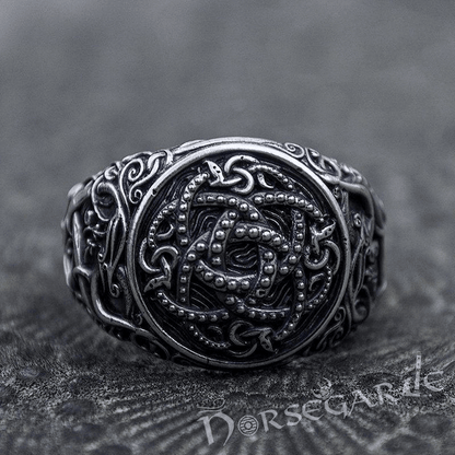 Handcrafted Urnes Style Jormungandr Ring - Sterling Silver