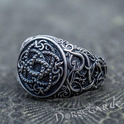 Handcrafted Urnes Style Jormungandr Ring - Sterling Silver