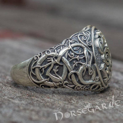Handcrafted Urnes Style Sleipnir Ring - Sterling Silver