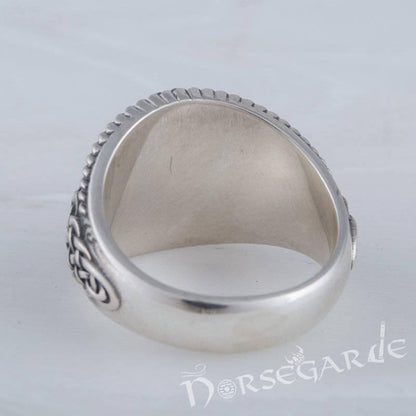 Handcrafted Valknut Braid Ornament Signet Ring - Sterling Silver