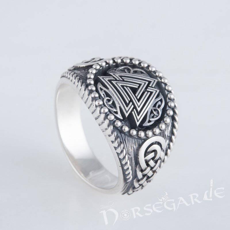 Handcrafted Valknut Braid Ornament Signet Ring - Sterling Silver