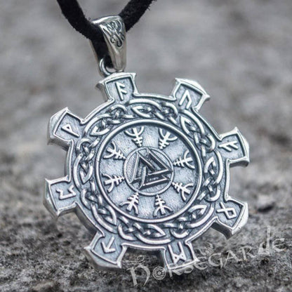 Handcrafted Valknut Compass Pendant - Sterling Silver