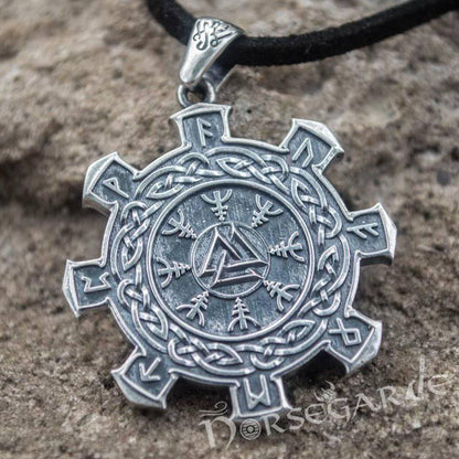 Handcrafted Valknut Compass Pendant - Sterling Silver