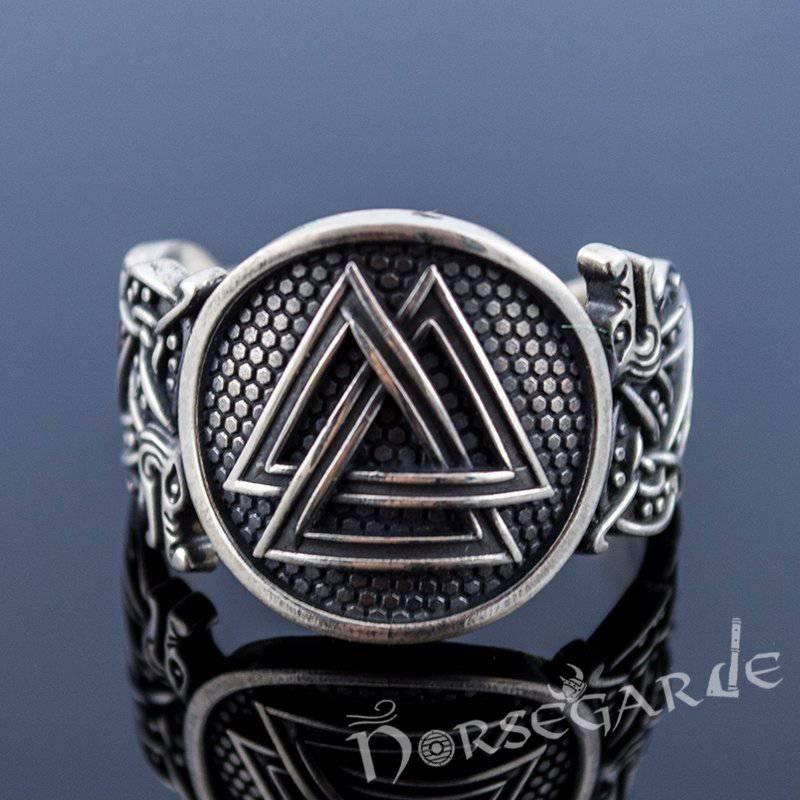 Handcrafted Valknut Jellinge Style Ring - Sterling Silver