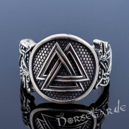 Handcrafted Valknut Jellinge Style Ring - Sterling Silver