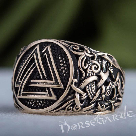 Handcrafted Valknut Mammen Style Ring - Bronze