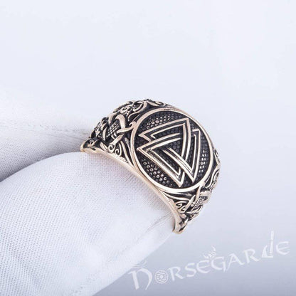 Handcrafted Valknut Mammen Style Ring - Bronze