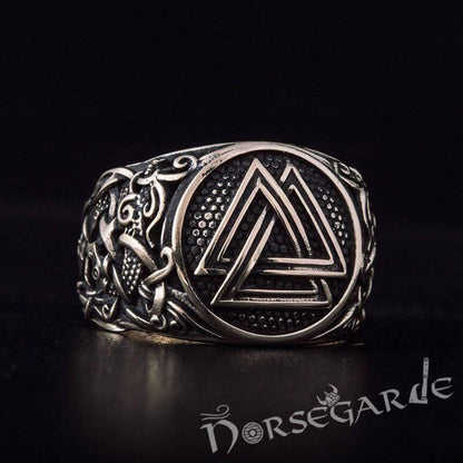 Handcrafted Valknut Mammen Style Ring - Bronze