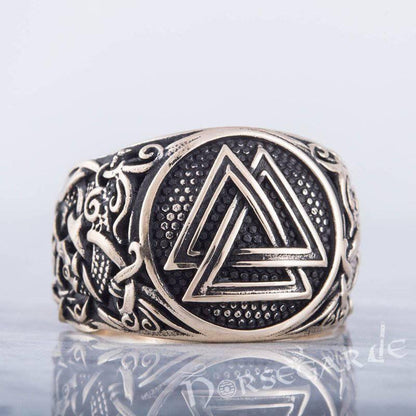 Handcrafted Valknut Mammen Style Ring - Bronze