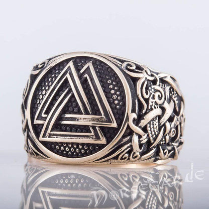 Handcrafted Valknut Mammen Style Ring - Bronze