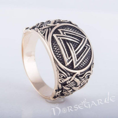 Handcrafted Valknut Mammen Style Ring - Bronze