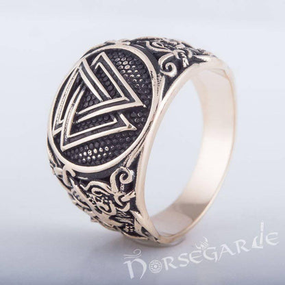 Handcrafted Valknut Mammen Style Ring - Bronze