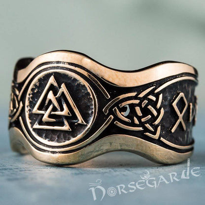 Handcrafted Valknut Ornamental Runic Band - Bronze